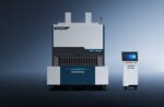 The דגם BDC 1500 is a large SENFENG industrial machine featuring a digital control panel on a separate stand, both displayed against a dark gradient background.