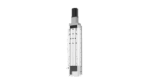 The דגם 3015H 1500-12000 is a vertical linear actuator with a rectangular metallic body, multiple screws along its length, and a black motor on top, designed for precise mechanical movement.